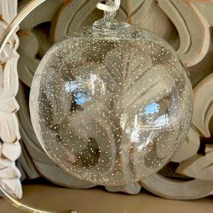 Art Glass Holiday Ornament, Sun Catcher, Clear Blown Glass, 6”, Excellent!